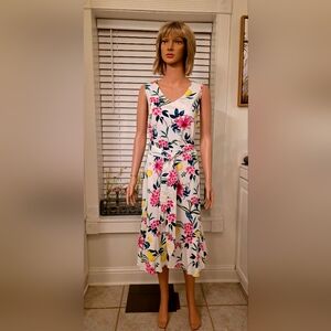 Vibrant Floral V-Neck Dress